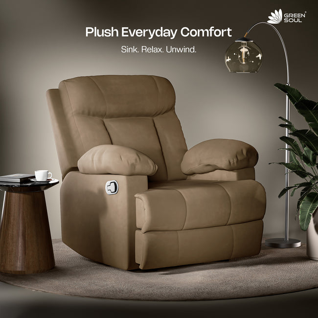 Green Soul  Cloud Single Seater Manual Recliner Sofa
