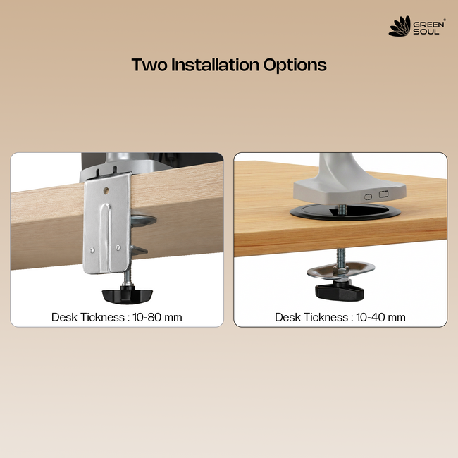 Green Soul Heavy Duty Single Monitor Gas Spring Stand Fits 17-45" Screen-15Kg Weight Capacity