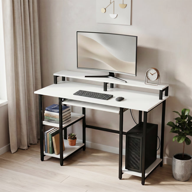 Green Soul Venture Metal Base Office Study Table with Keyboard Tray Monitor Riser