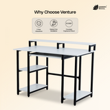 Green Soul Venture Metal Base Office Study Table with Keyboard Tray Monitor Riser