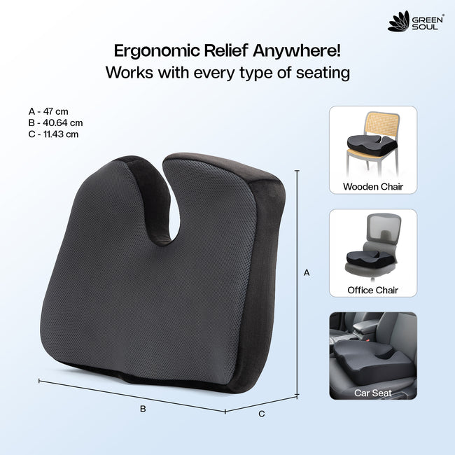Green Soul ErgoCore Coccyx Seat Cushion for Tailbone Pain Relief