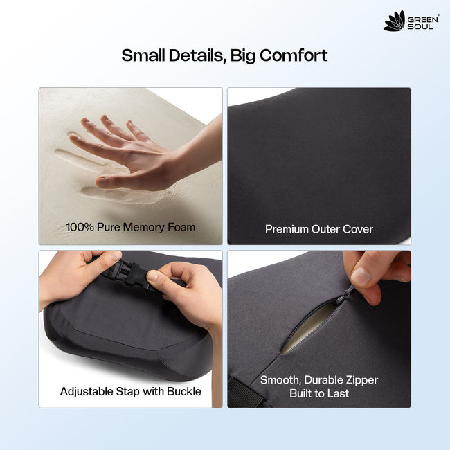 Green Soul ErgoCore Car Neck Rest Pillow (2.5 Inch) Memory Foam