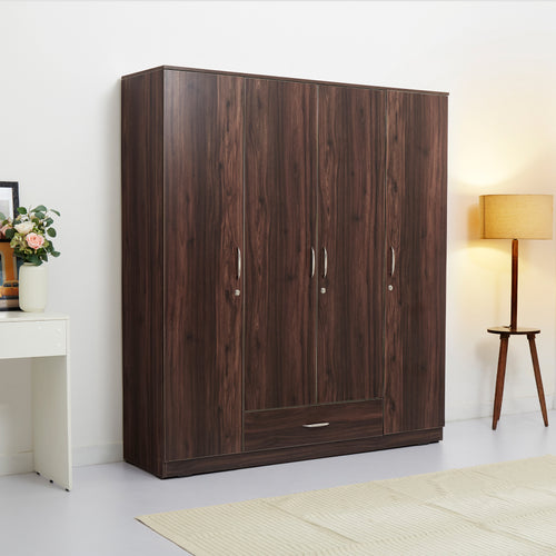 Green Soul Avalon 4-Door Wardrobe furniture Green Soul Ergonomics Dark Walnut  