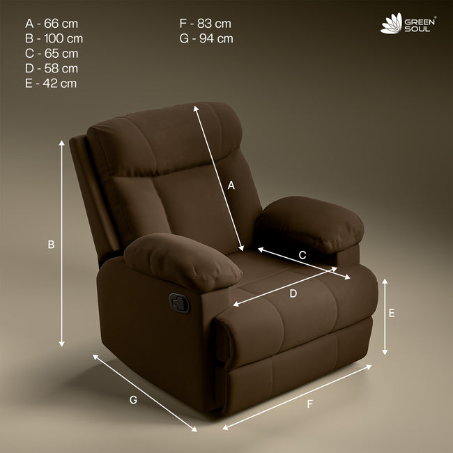 Green Soul  Cloud Single Seater Manual Recliner Sofa