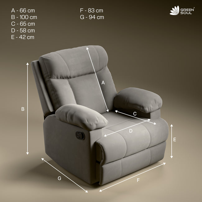 Green Soul  Cloud Single Seater Manual Recliner Sofa