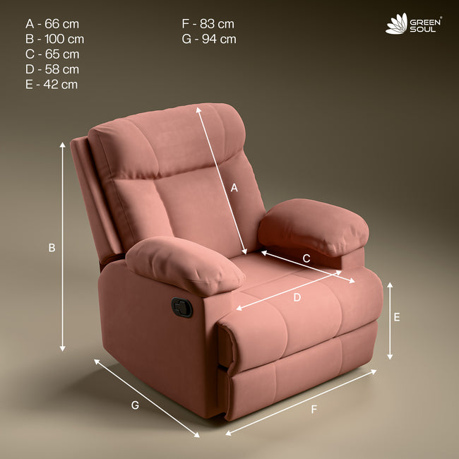 Green Soul  Cloud Single Seater Manual Recliner Sofa