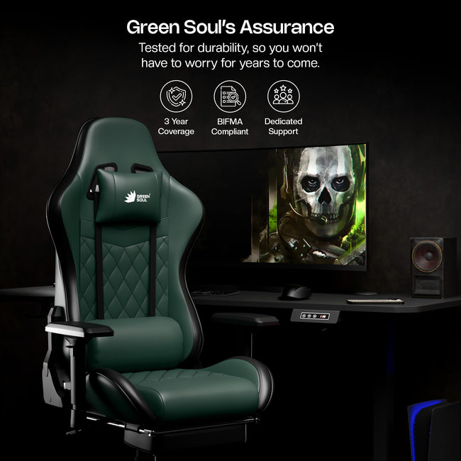Green Soul Ghost Gaming Chair With Integrated Footrest