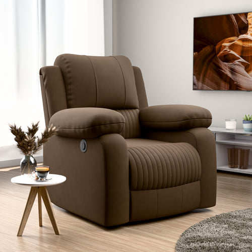 Laze (R1) Single Seater Electric Recliner Sofa with Soft Suede Fabric