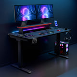 Phantom Gaming Height Adjustable Table | Smart Wire Routing | 15W Fast Wireless Charging| 25mm Thick Carbon Textured Top | Precision Motor High Speed Lifting