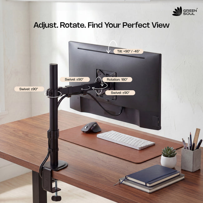 Green Soul Single Monitor Height Adjustable Stand Fits 13-32" Screen 9Kg Weight Capacity