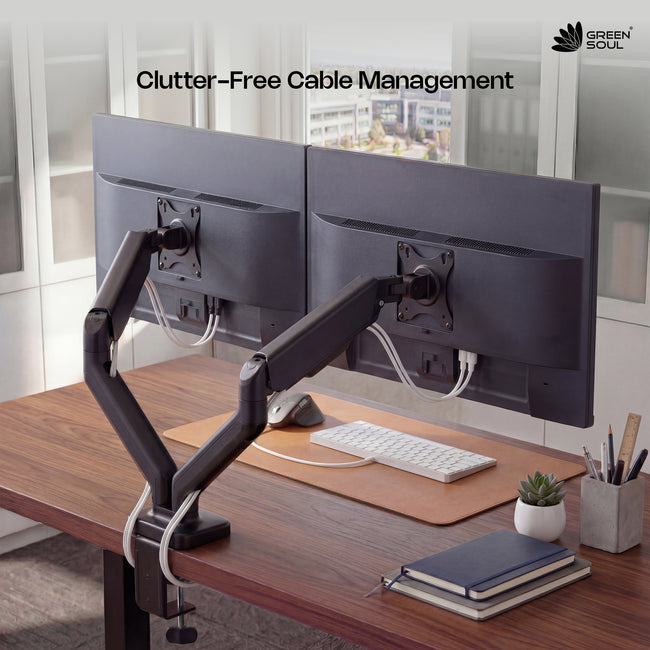 Green Soul Dual Monitor Gas Spring Stand Fits 13-32" Screen 9KG Weight Capacity