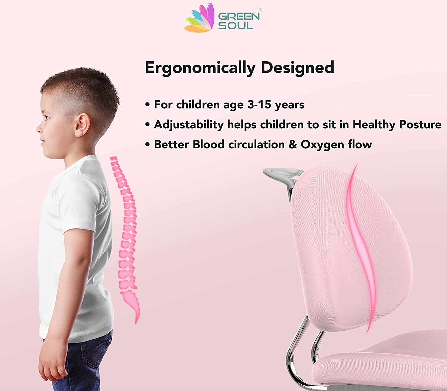 Green soul Achiever Kids Study Ergonomic Chair